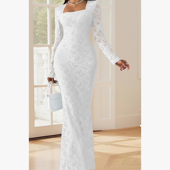 Dresses & Skirts - Elegant White Lace Long Sleeve wedding Dress